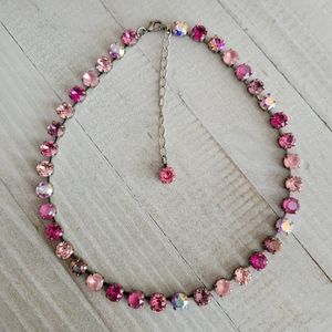 Austrian Crystal Necklace in Antique Silver